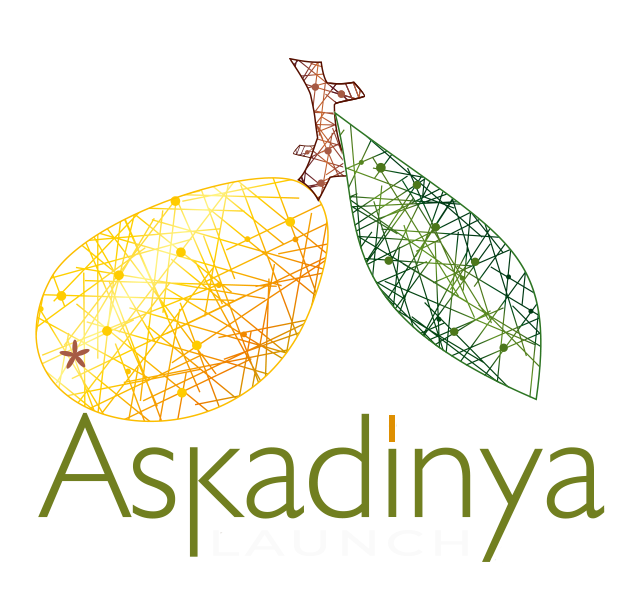 askadinya launch logo with loquat fruit on top and askadinya launch written beneath