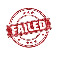 failed graphic stamp with stars on the top and bottom and the word "failed" as if it is on a rubber.