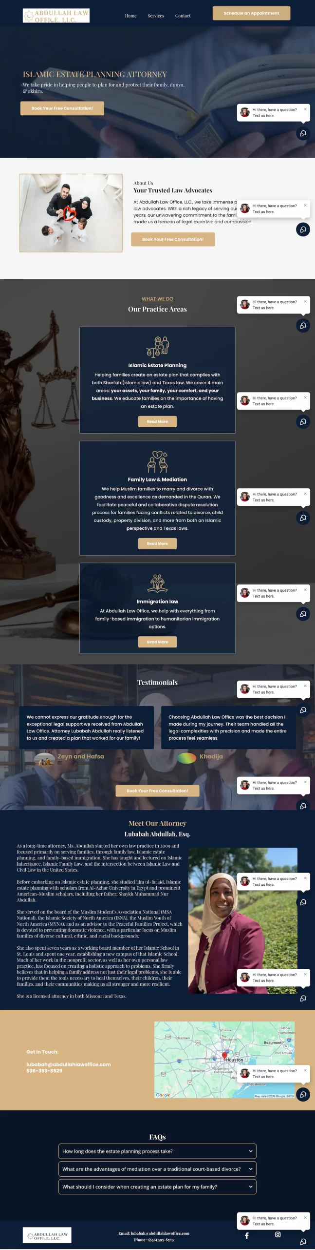 Screenshot of the previous Abdullah Law Office website design
