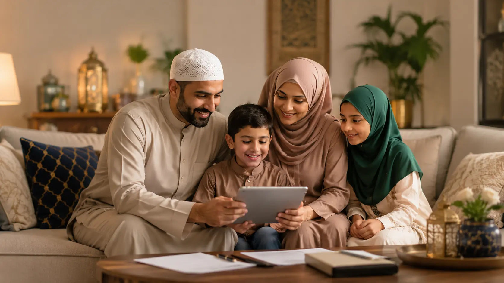Family reviewing an estate plan together at home
