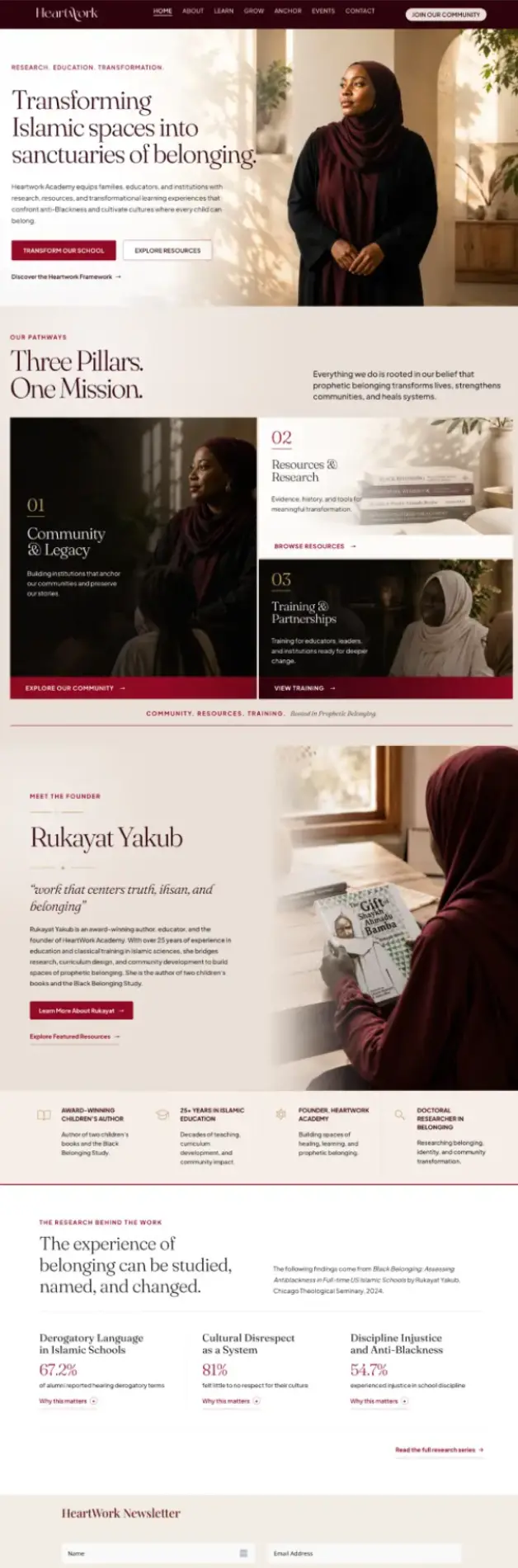Heartwork Academy website homepage