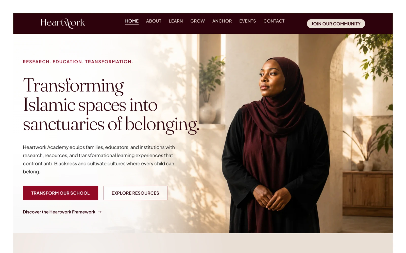 Heartwork Academy website homepage