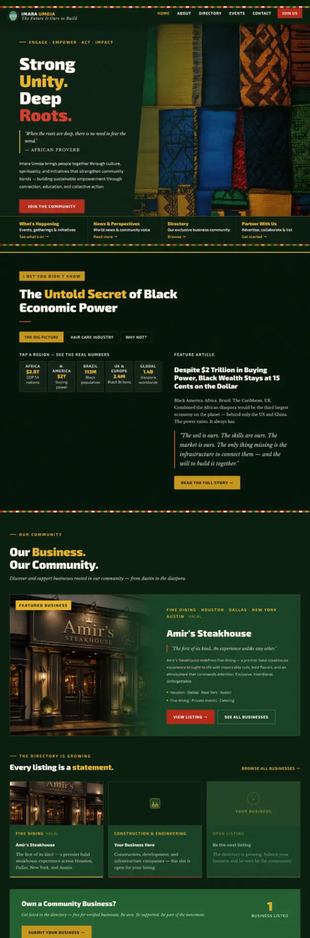 Imara Umoja website homepage