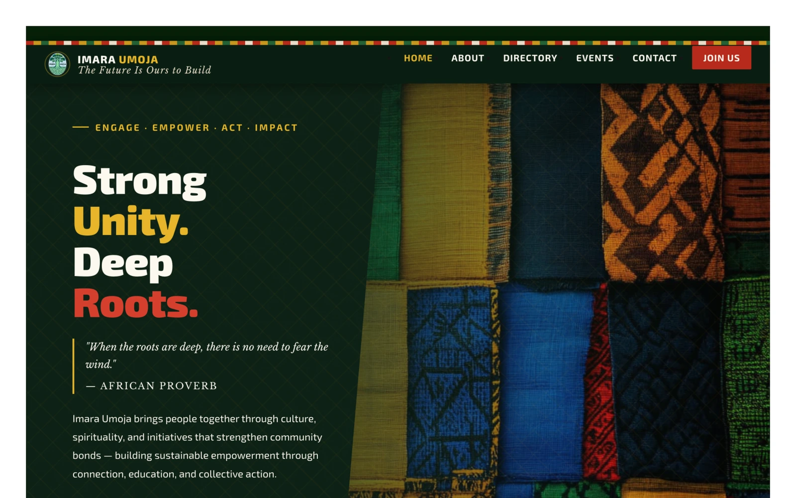 Imara Umoja website homepage