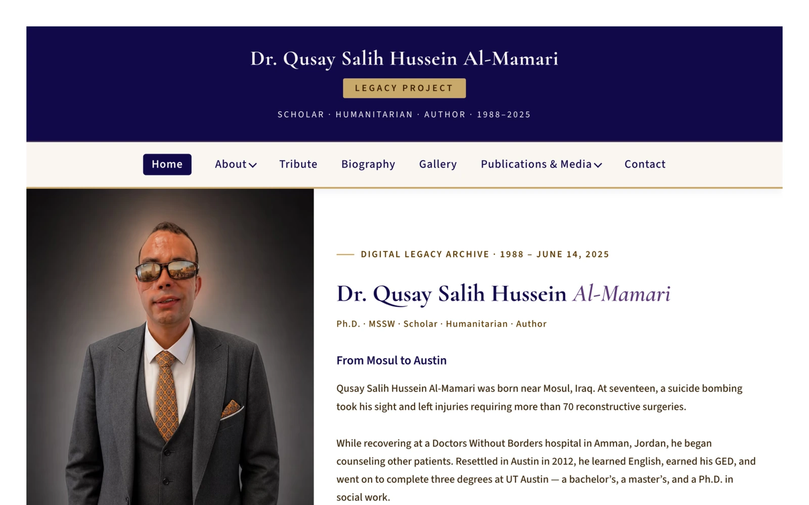 Dr. Qusay Salih Hussein Al-Mamari legacy website homepage