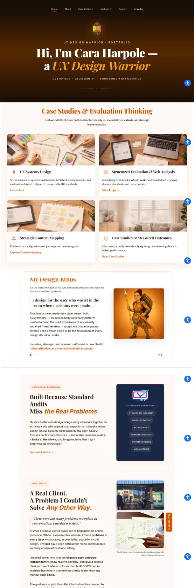 UX Design Warrior portfolio homepage