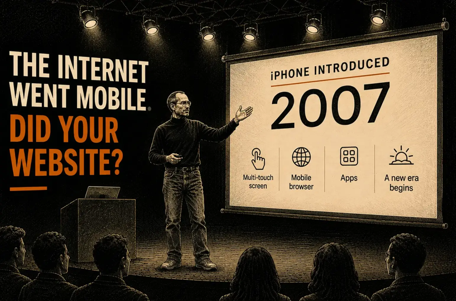 Steve Jobs unveiling the original iPhone on stage